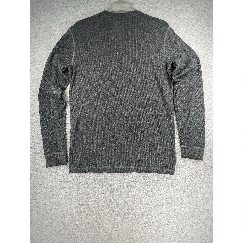 Ecko Unltd Shirt Mens L Waffle Knit Rhino Logo Gray Long Sleeve Thermal Y2K EUC